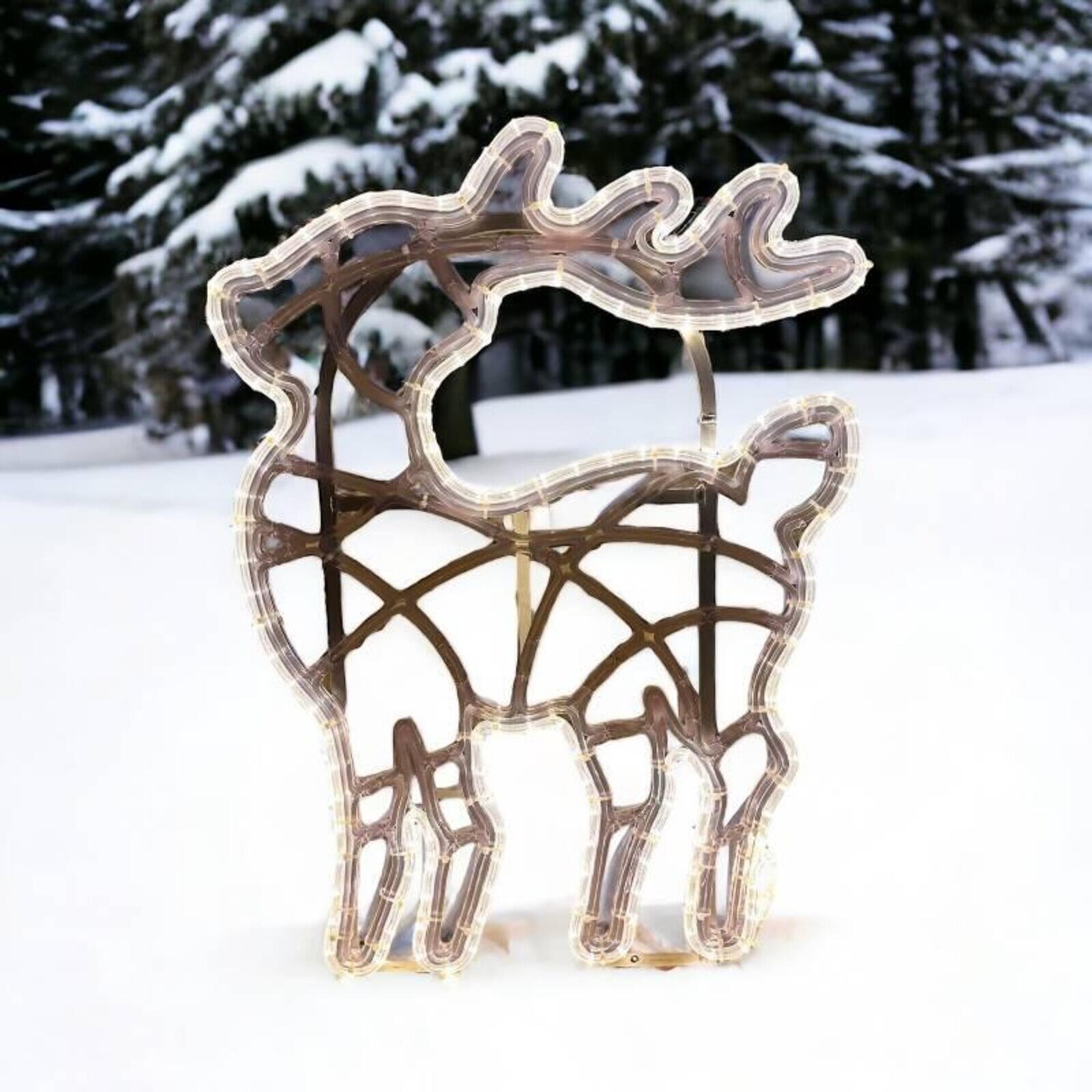 DecoLED LED světelný jelínek, 47 x 64 cm, ledově bílá