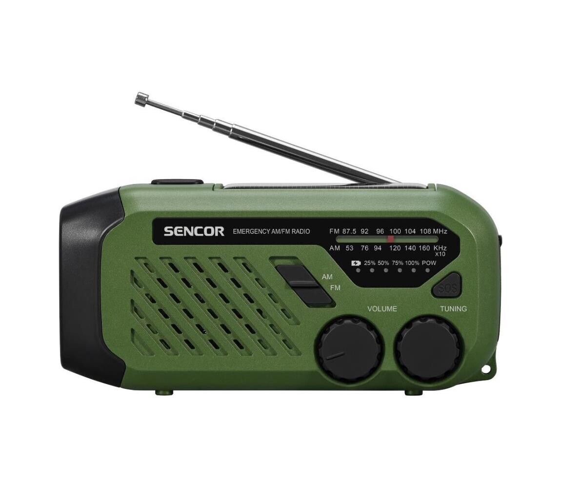 Sencor - Kempingové rádio s LED svítilnou 5V/2000 mAh IPX4 zelená 35057678