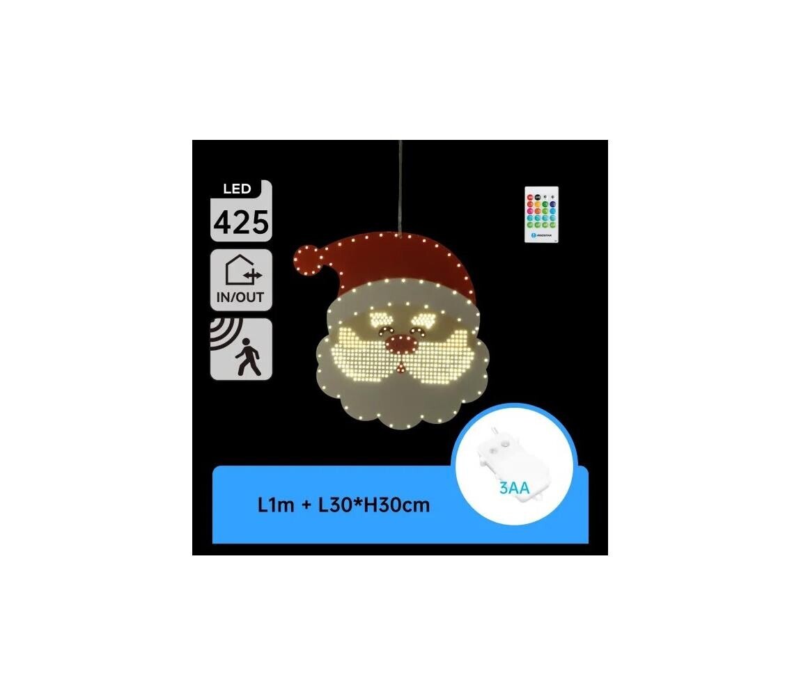 B.V.  - LED Vánoční dekorace 425xLED/3xAA IP44 + dálkové ovládání santa 30 cm B10303AAEE