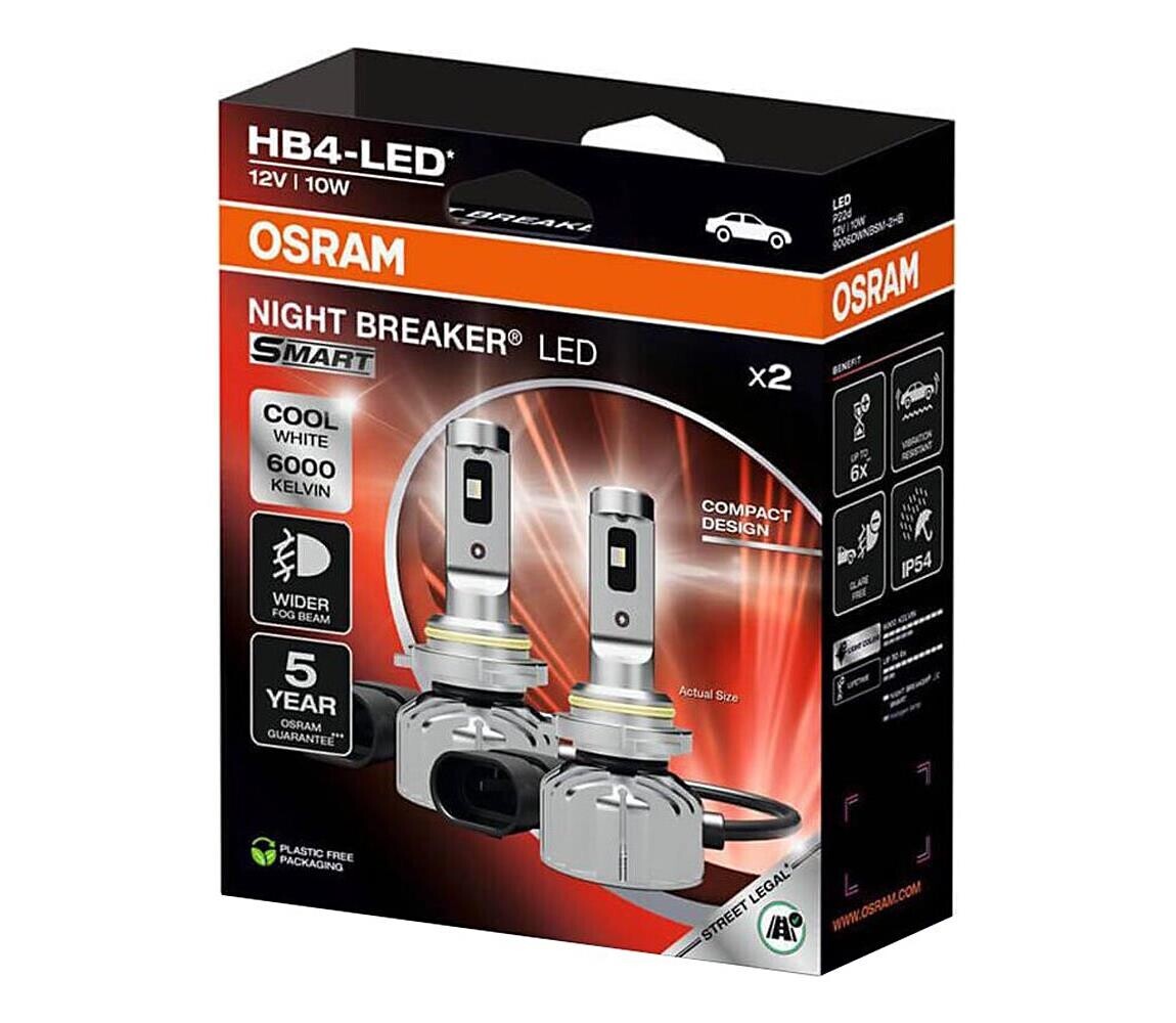 SADA 2x LED Autožárovka NIGHT BREAKER SMART HB4 P22d/10W/12V 6000K - Osram 9006DWNBSM-2HB