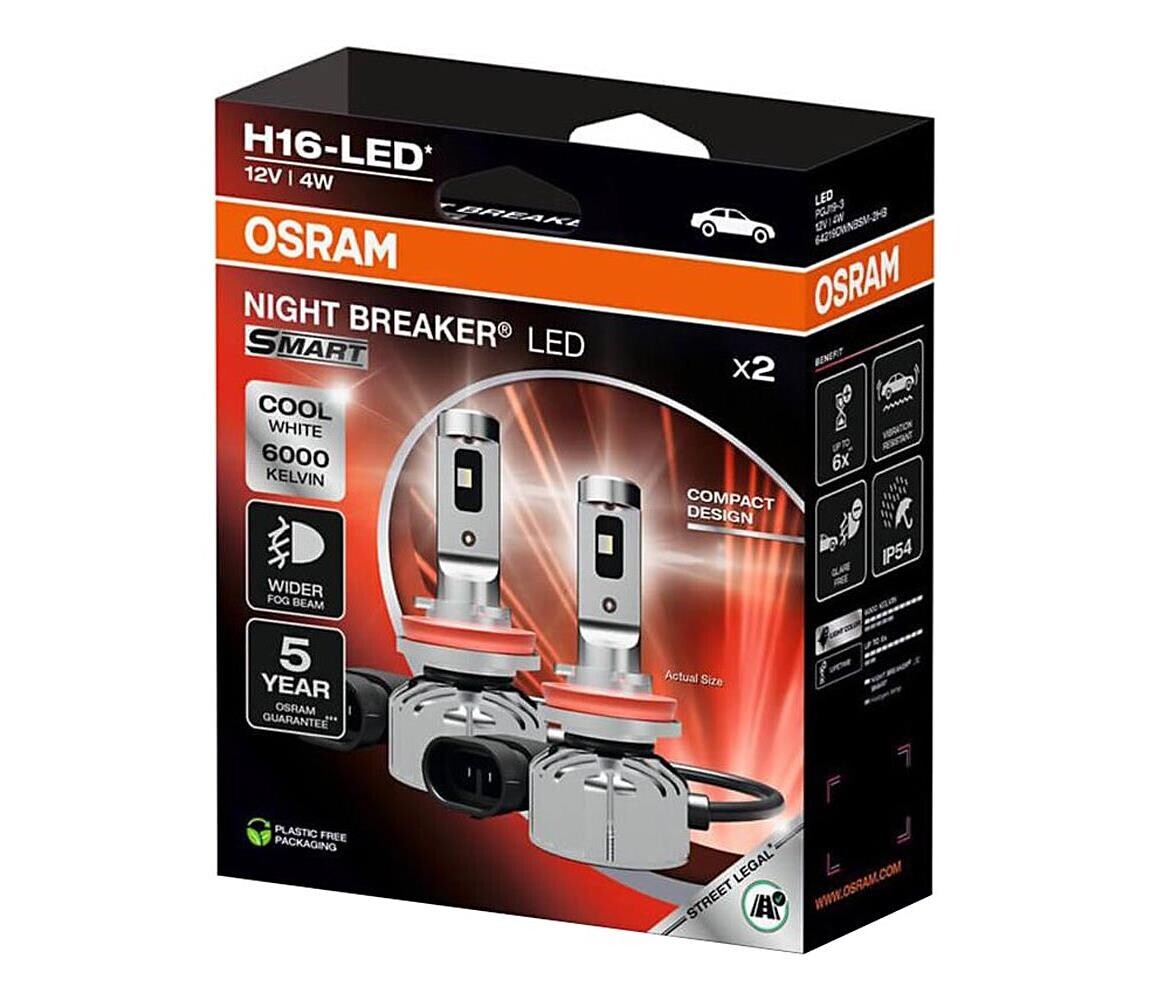 SADA 2x LED Autožárovka NIGHT BREAKER SMART H16 PGJ19-3/4W/12V 6000K - Osram 64219DWNBSM-2HB