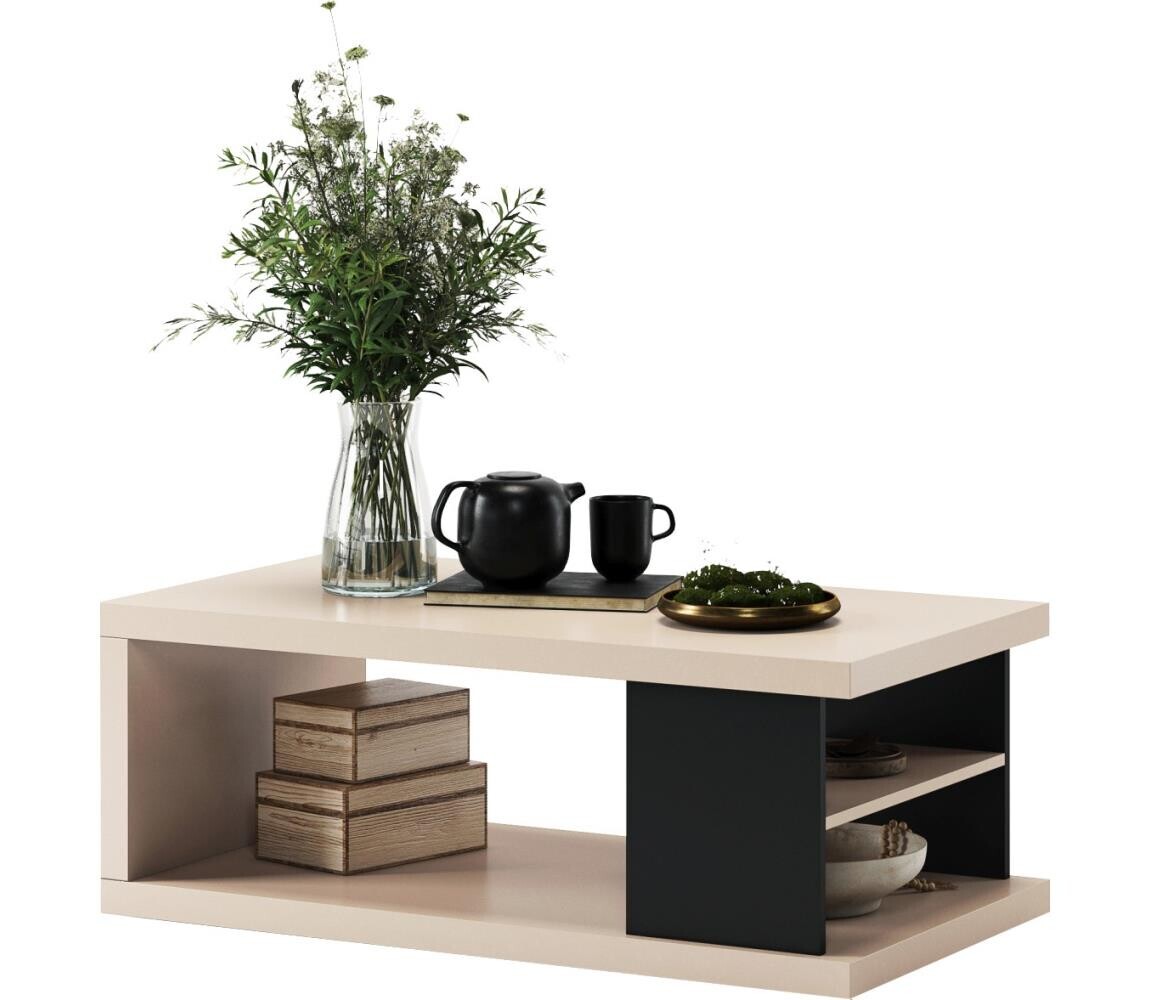 Konferenční stůl s policí a úložným prostorem LORA béžová/černá 5903631917509