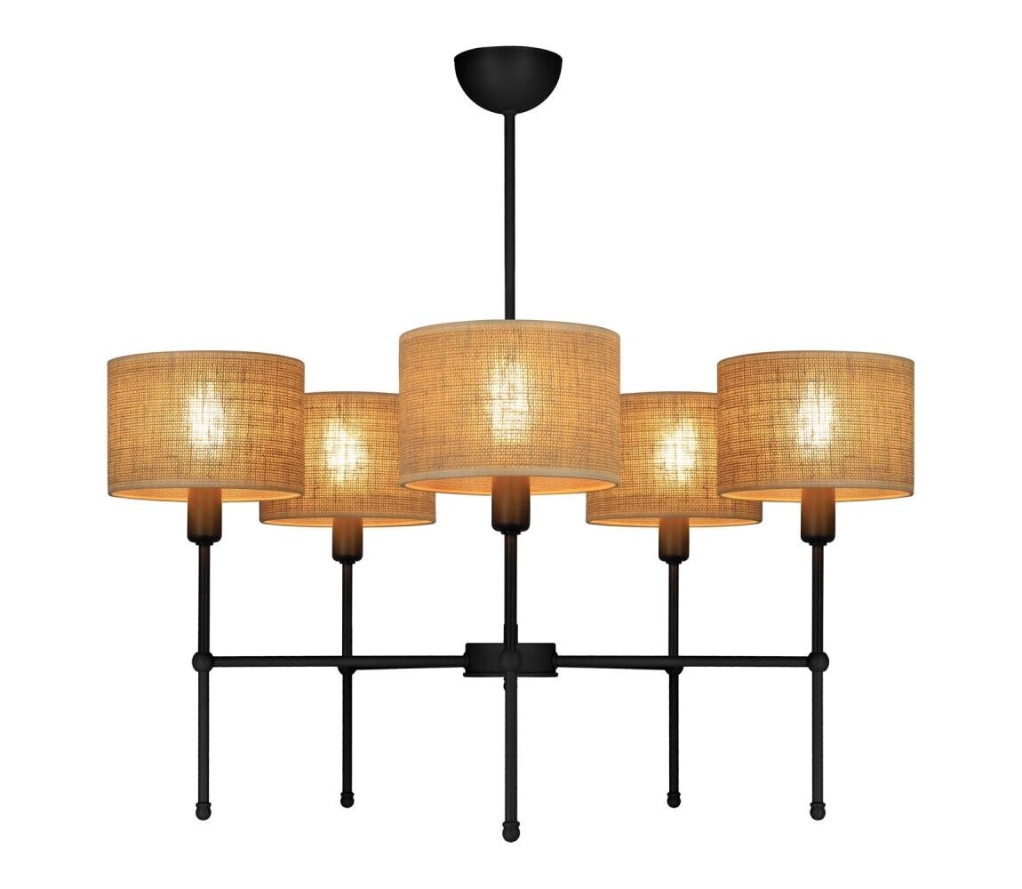 Lustr na tyči MADELA 5xE14/40W/230V juta/černá 0245