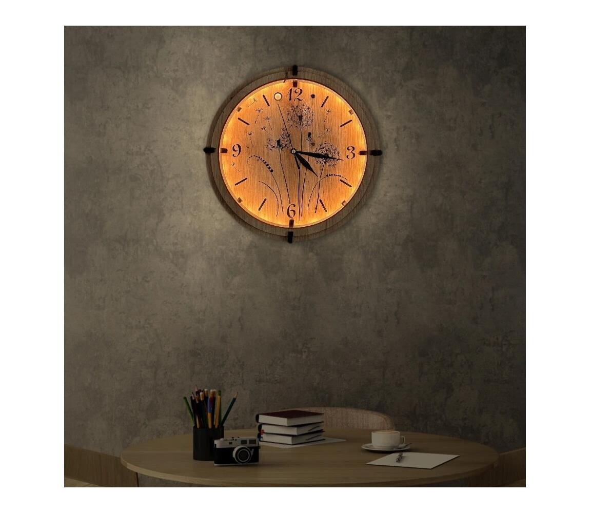 Li-Go 23688/DUB2 - LED Hodiny se senzorem pohybu LED/1xAA pr. 32 cm dub 23688/DUB2