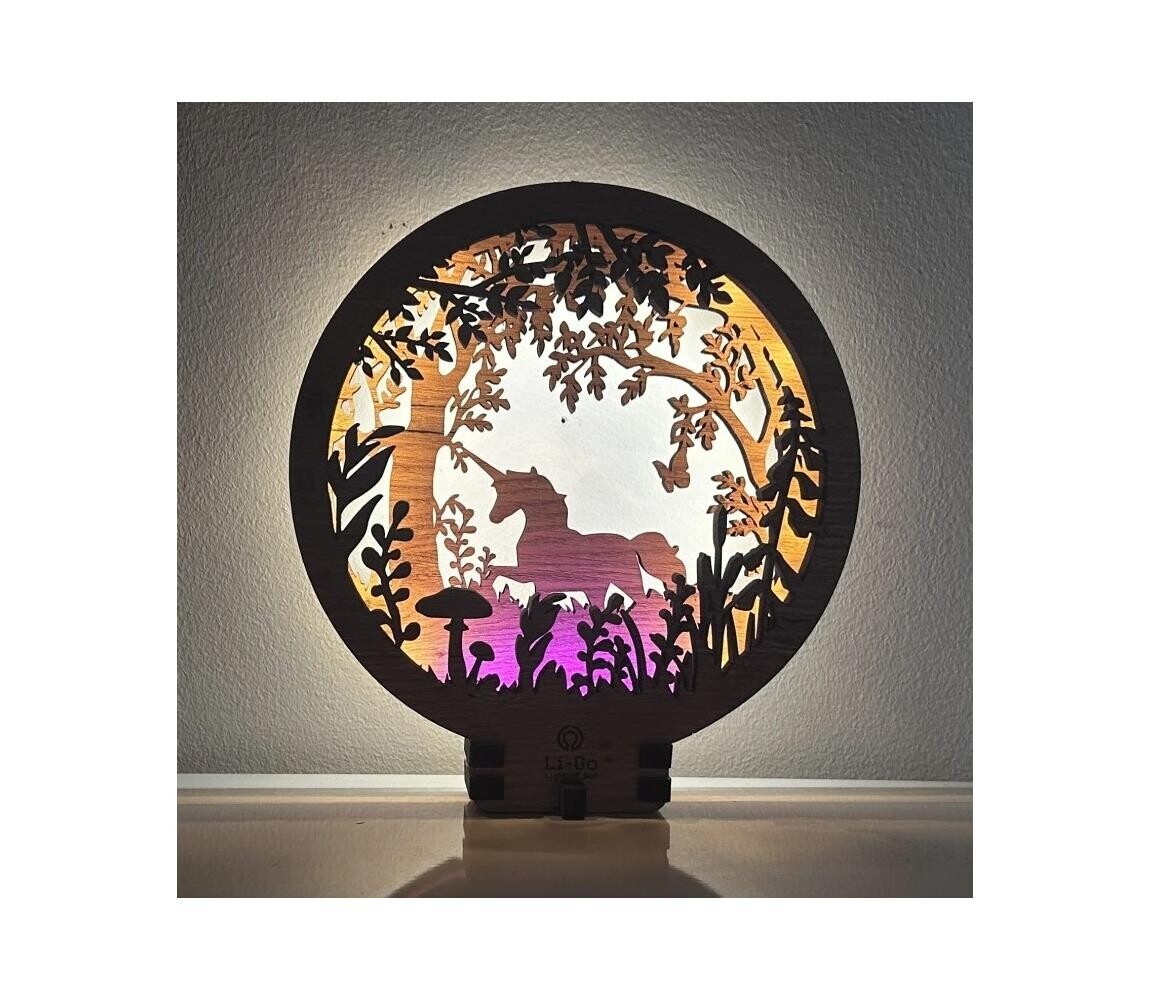 Li-Go 23568/DUB2 - LED Stmívatelná stolní dekorace LED/12W/230V 20x22 cm dub 23568/DUB2