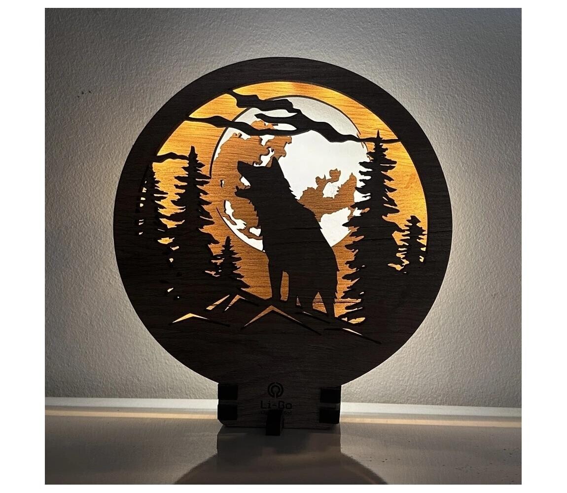 Li-Go 23574/DUB2 - LED Stmívatelná stolní dekorace LED/12W/230V 20x22 cm dub 23574/DUB2