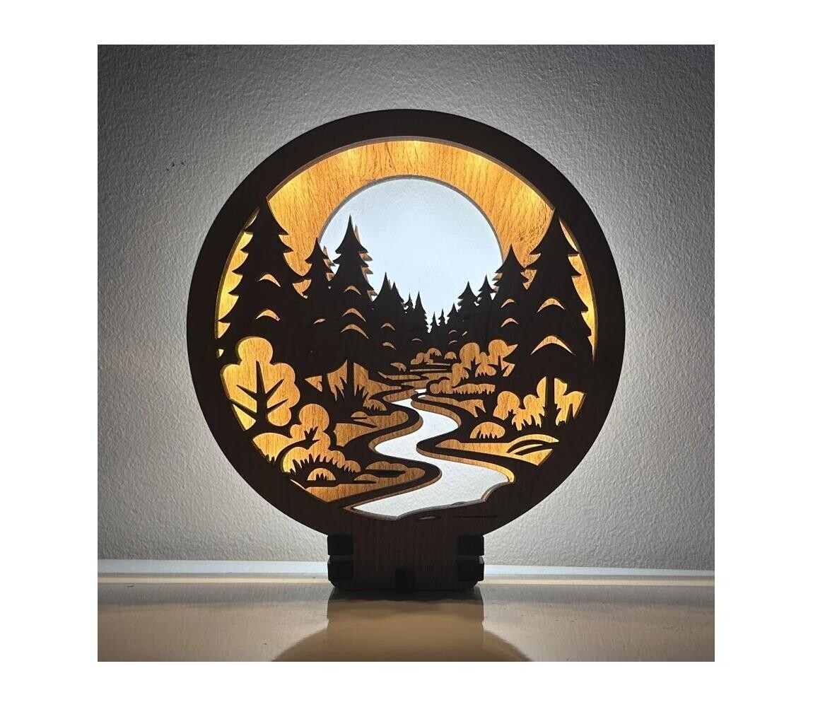 Li-Go 23580/DUB2 - LED Stmívatelná stolní dekorace LED/12W/230V 20x22 cm dub/les 23580/DUB2