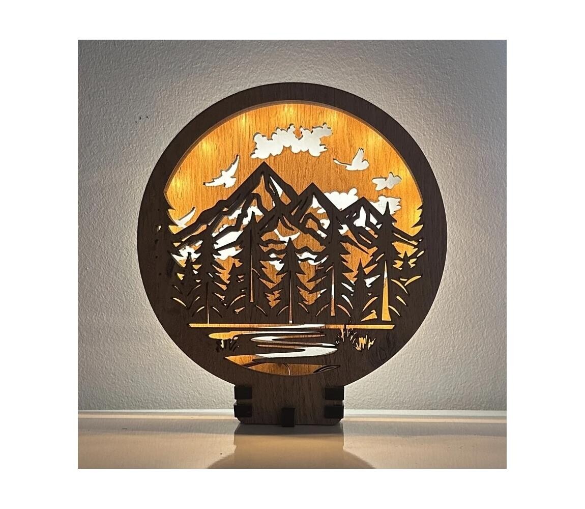 Li-Go 23583/DUB2 - LED Stmívatelná stolní dekorace LED/12W/230V 20x22 cm dub 23583/DUB2