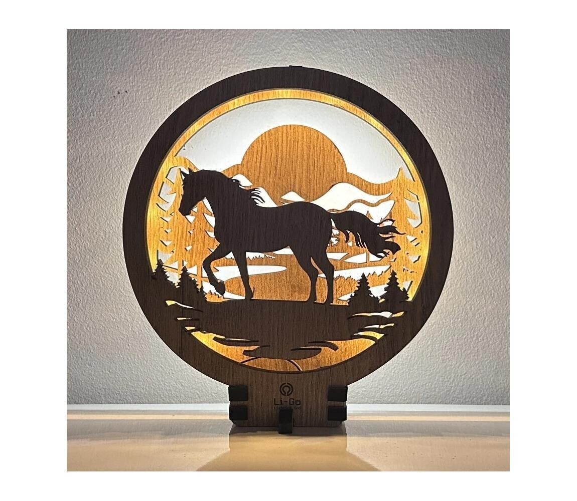 Li-Go 23598/DUB2 - LED Stmívatelná stolní dekorace LED/12W/230V 20x22 cm dub 23598/DUB2