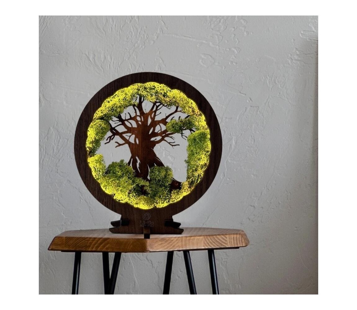 Li-Go 23604/DUB2 - LED Stmívatelná stolní dekorace LED/12W/230V 20x22 cm dub 23604/DUB2