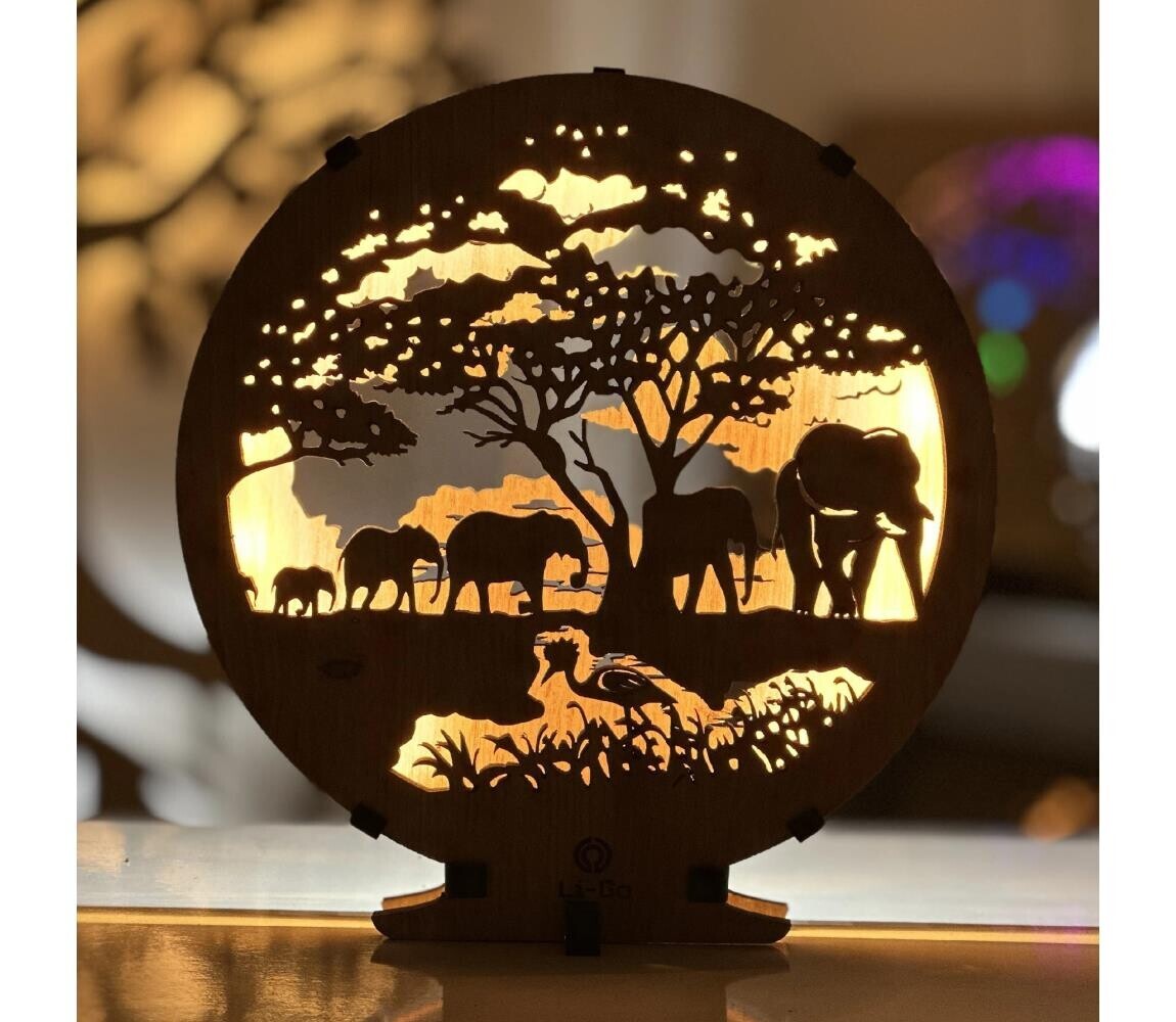 Li-Go 23610/DUB2 - LED Stmívatelná stolní dekorace LED/12W/230V 20x22 cm dub 23610/DUB2