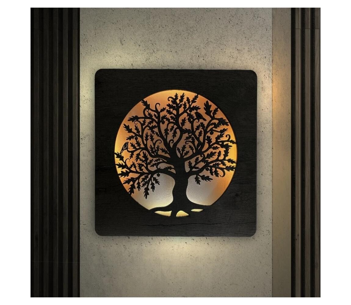 Li-Go 5275/DUB2 - LED Stmívatelné hodiny LED/10W/5V 20000 mAh 42x42 cm dub+ DO 5275/DUB2