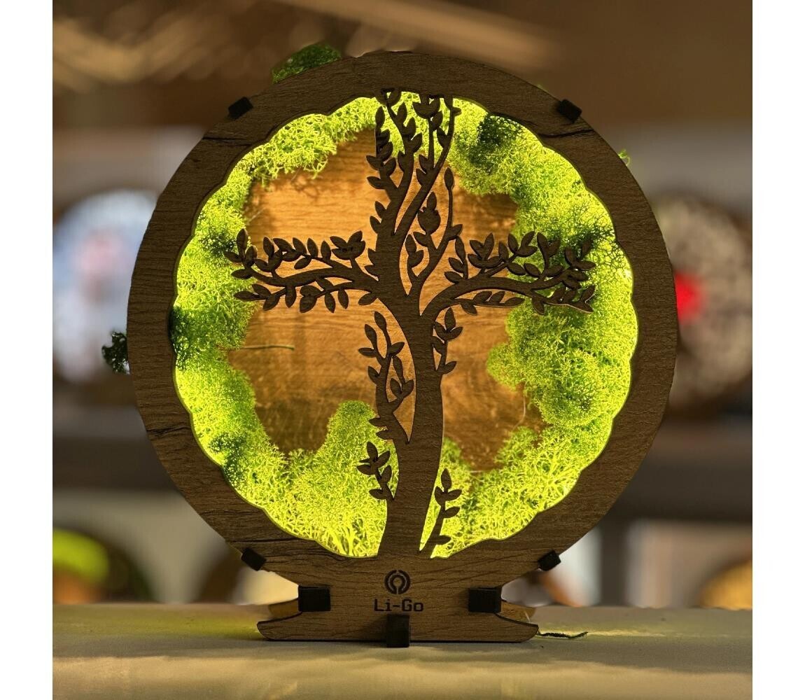 Li-Go 23622/DUB2 - LED Stmívatelná stolní dekorace LED/12W/230V 20x22 cm dub 23622/DUB2