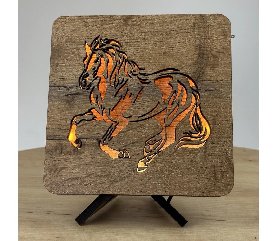 Li-Go 4070/DUB2 - LED Stolní dekorace LED/12W/230V 19x19 cm dub/kůň 4070/DUB2