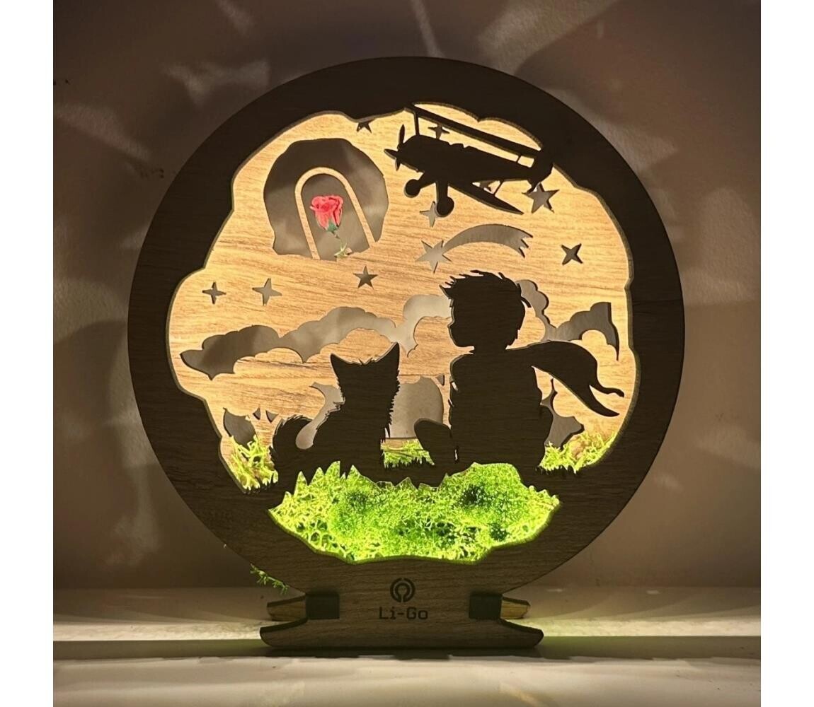 Li-Go 23634/DUB2 - LED Stmívatelná stolní dekorace LED/12W/230V 20x22 cm dub 23634/DUB2