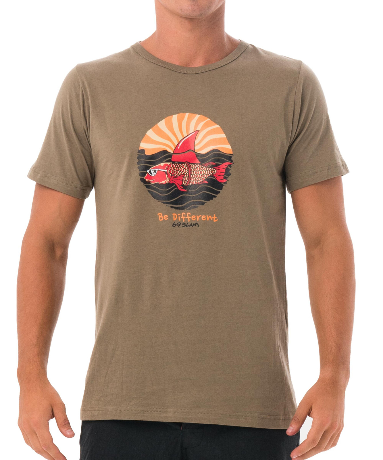 Pánské tričko 69SLAM SHARK CRUISE KHAKI (MTGHRI-KH) S