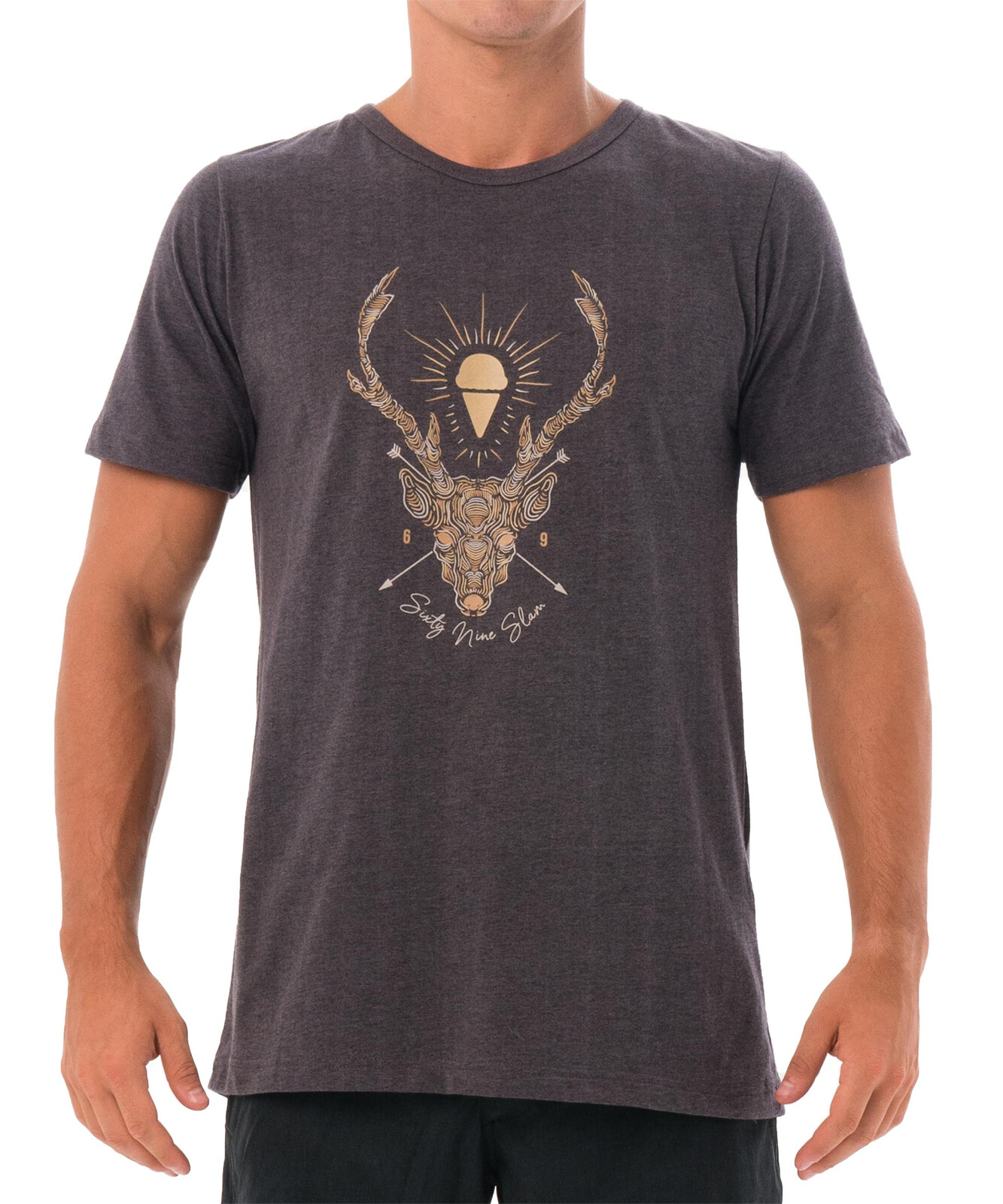 Pánské tričko 69SLAM DEER LINES BLACK MELANGE (MTGEER-BC) S