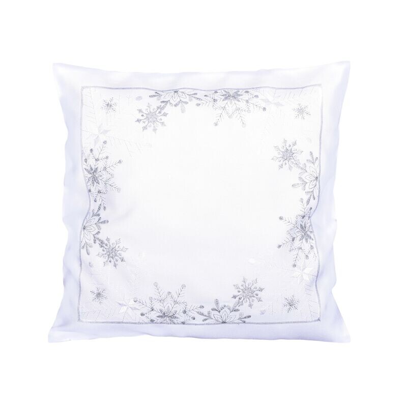 Návlek na polštář, Vločky a Vánoce, bílý, 40 x 40 cm