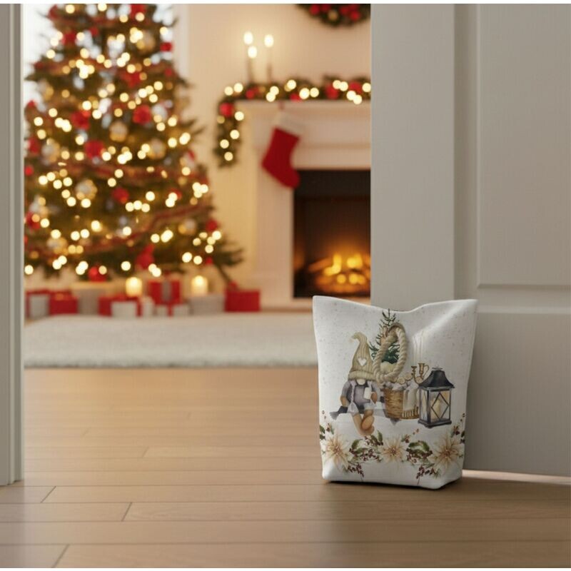 Dveřní zarážka - závaží, Vánoční hvězda a trpaslík, 22 x 23 cm