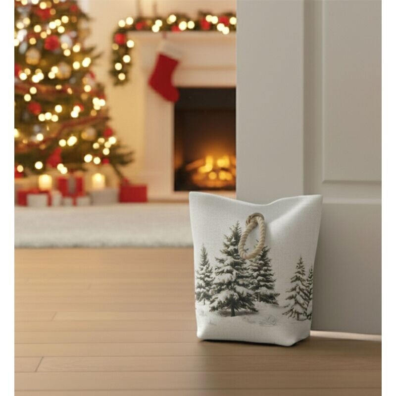 Dveřní zarážka - závaží, Zimní krajina, 22 x 23 cm