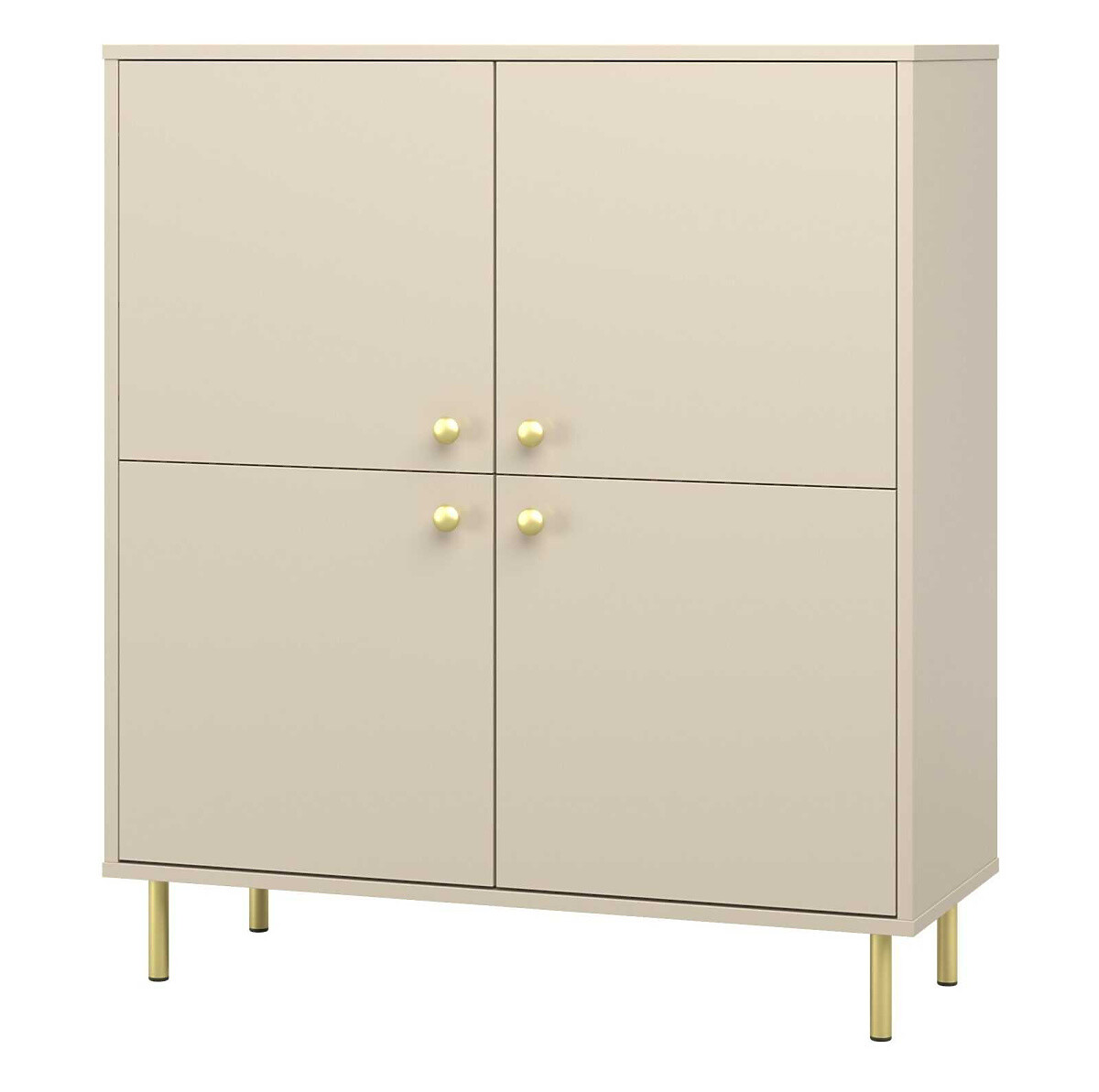Vysoká čtyřdveřová komoda Venus kašmír zlaté kovové nožky