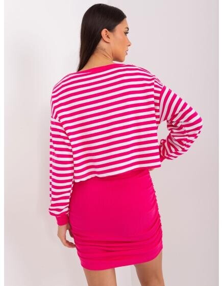 Fuchsiově-bílý basic komplet se zvrásněnými šaty