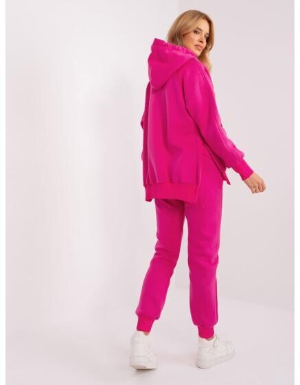 Fuchsiový basic komplet s mikinou s kapucí