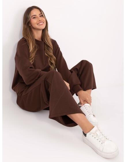 Hnědý dámský basic komplet s kalhotami