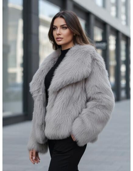 Dámská krátká kožešina ZARAFIA šedá