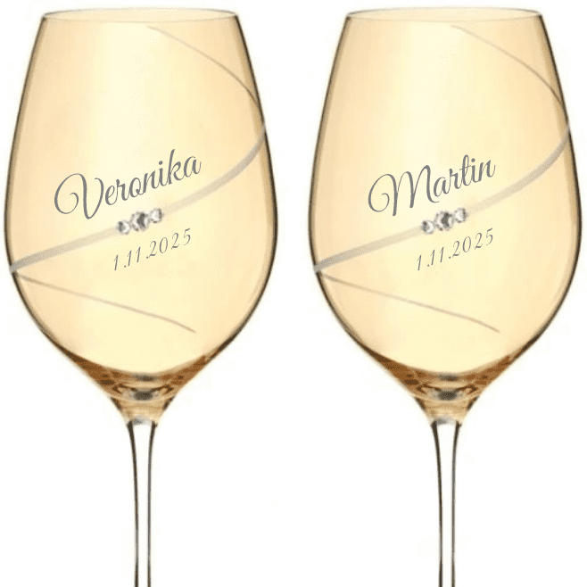 Dekorant Svatební sklenice na červené víno Silhouette City Amber s krystaly Swarovski 470 ml 2KS