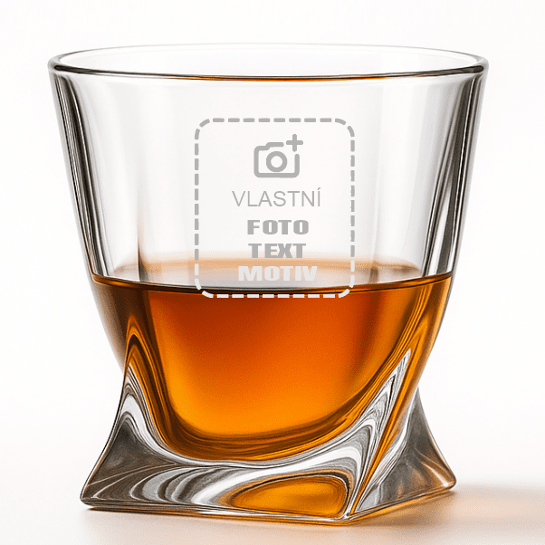 Dekorant Sklenice na whisky Quadro s vlastním motivem 340 ml 1KS