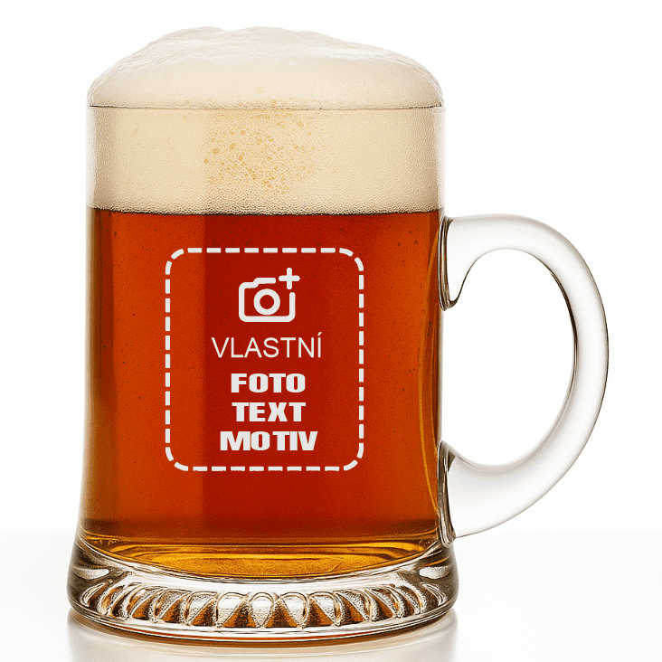 Dekorant Ručně foukaný půllitr s vlastním motivem 500 ml 1KS