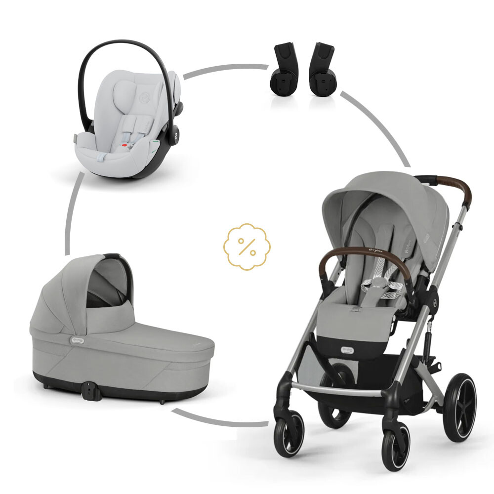 Cybex SET BALIOS S LUX + korba STONE GREY + adaptéry + autosedačka Cloud G FOG GREY