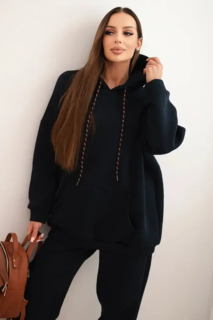 Kesi Włoski Dámská tepláková souprava zateplená z bavlny s kapucí granátová