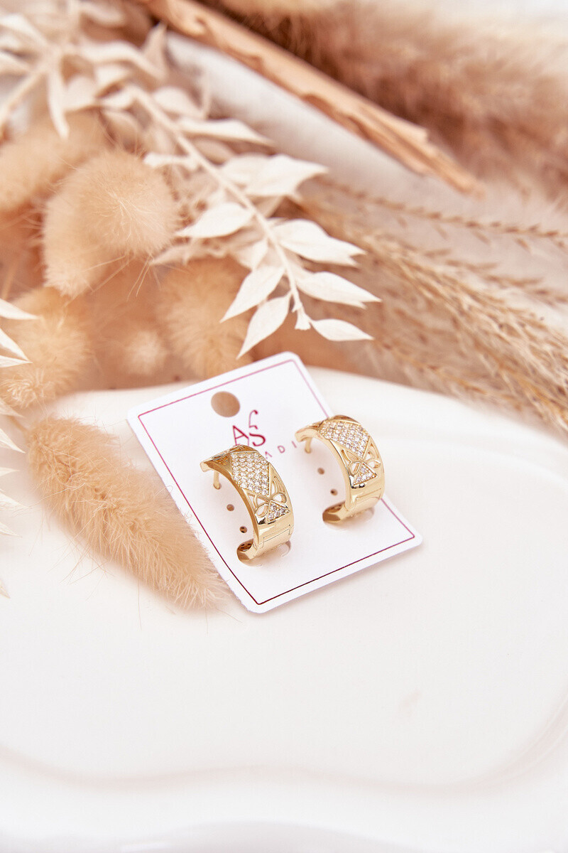 Boto Dámské náušnice z chirurgické oceli s čiróny zlaté