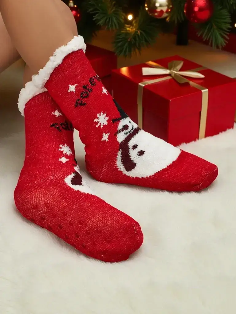 Resti Aurora Women's Red Knitted Christmas Socks