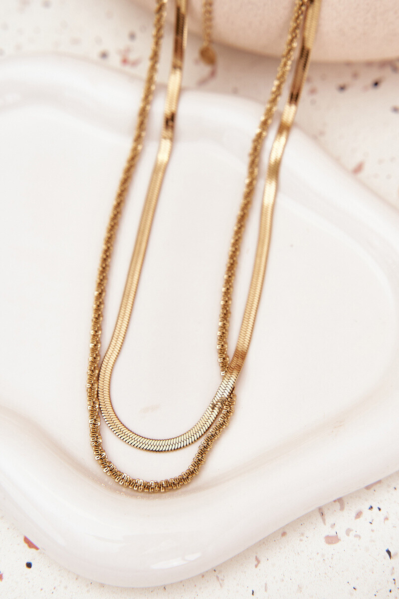 Boto Dvojitý řetízek z chirurgické oceli zlatý