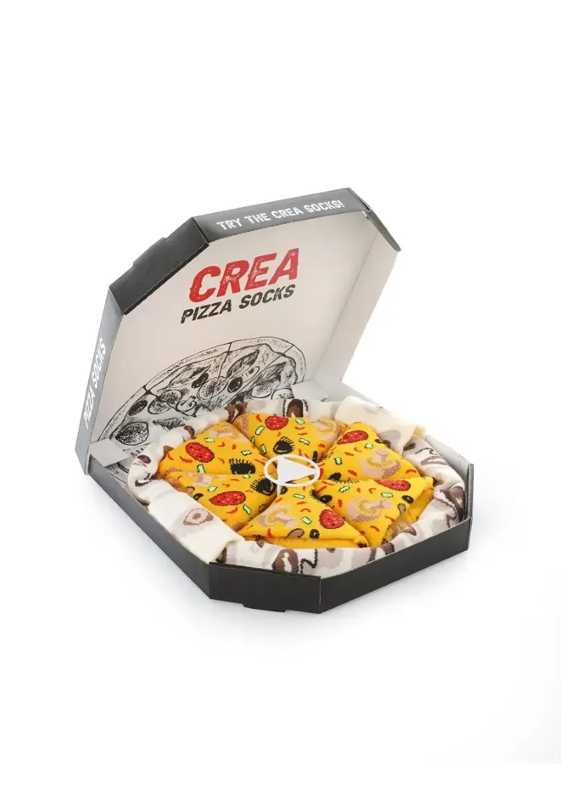 Turecki Ponožky s potiskem pizzy – sada 4 pár unisex v originálním balení
