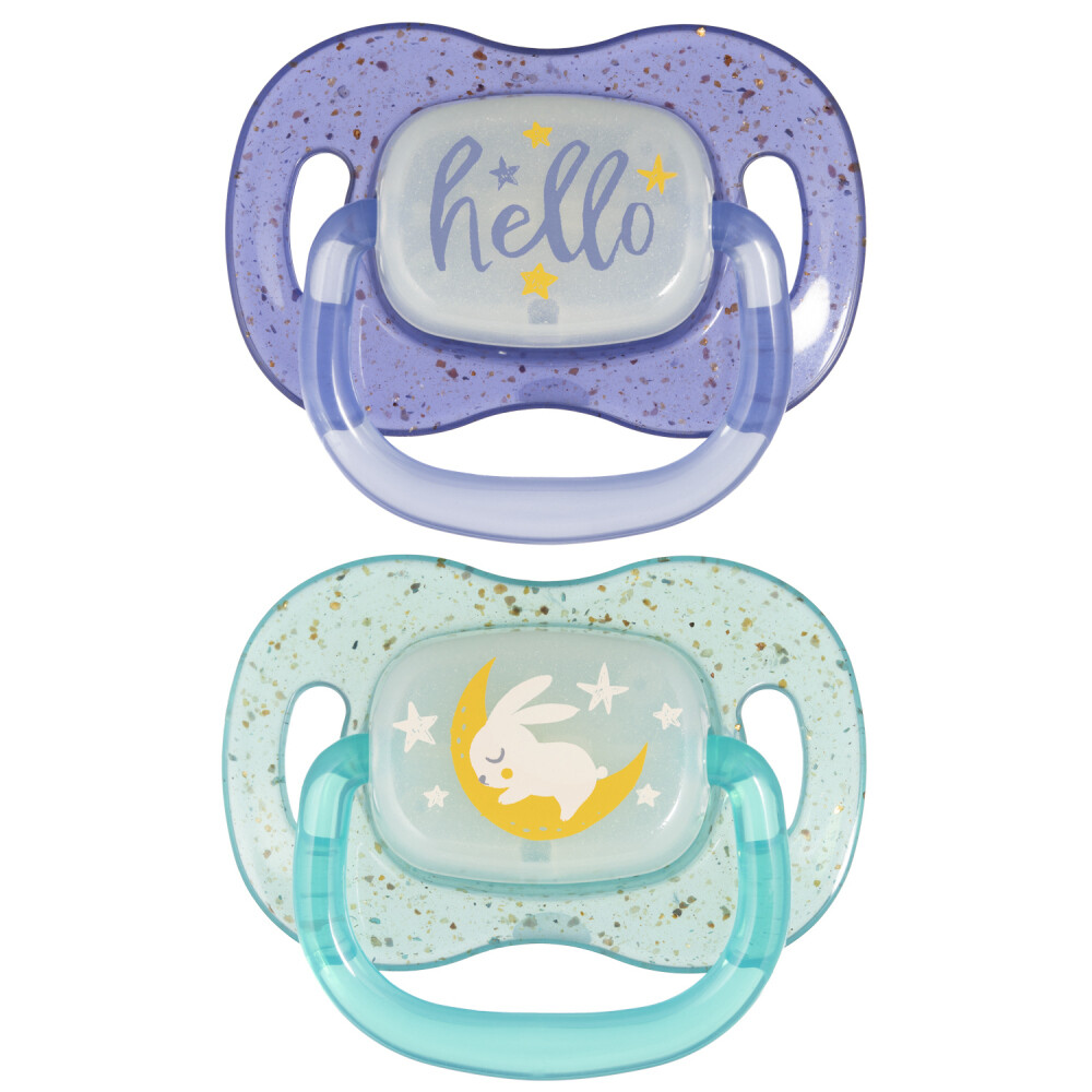 Canpol babies Dudlík svítící silikonový symetrický NIGHTGLOW 6-18m 2ks kluk