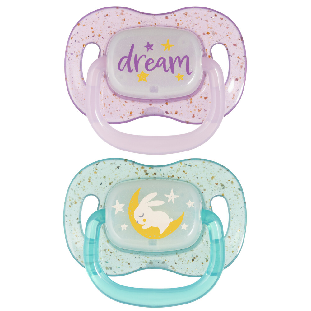 Canpol babies Dudlík svítící silikonový symetrický NIGHTGLOW 18m+ 2ks holka