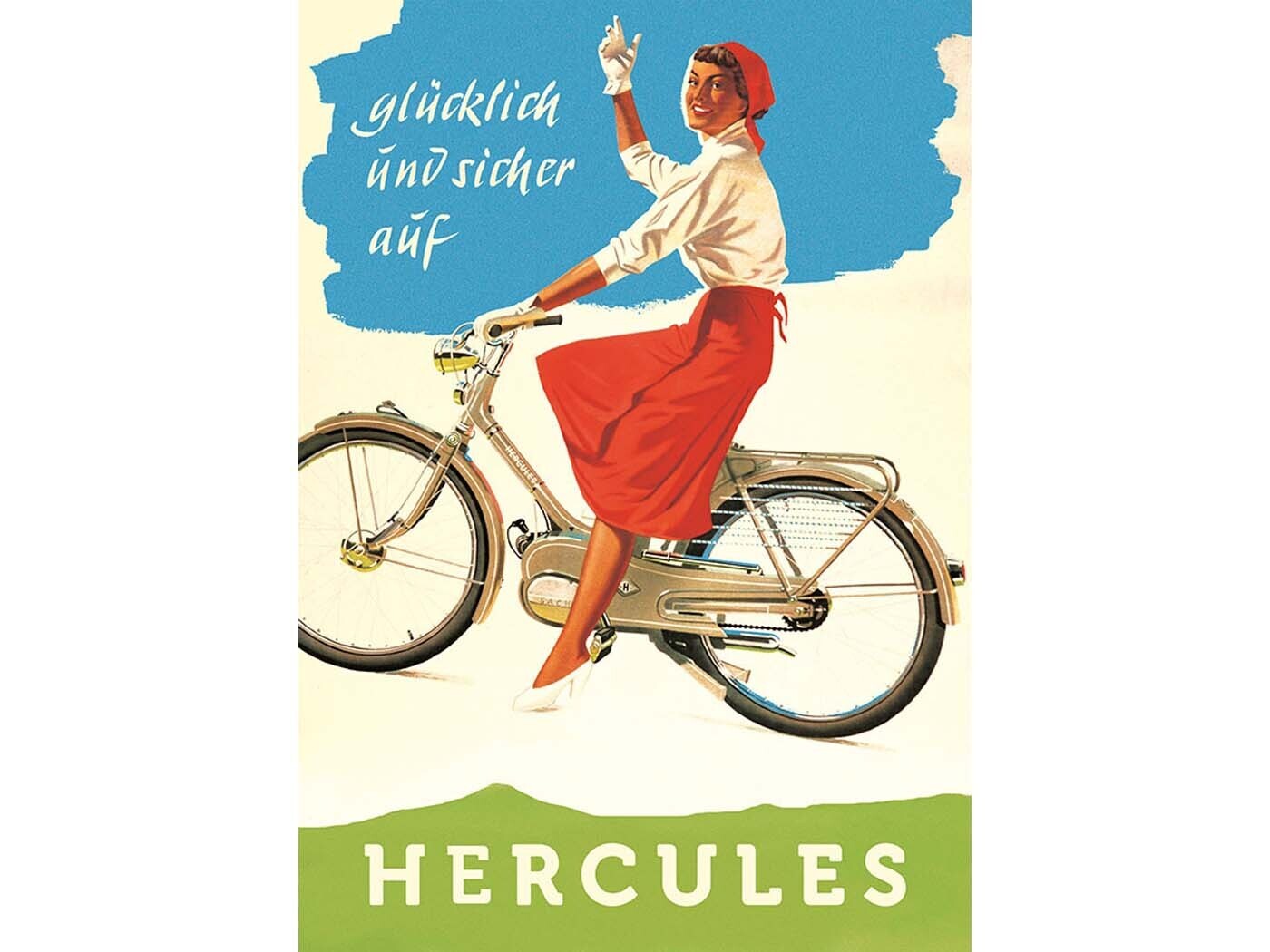 Diverse / Import Reklamní plakát Hercules 42 cm vysoký, 29 cm široký pro moped typu 214