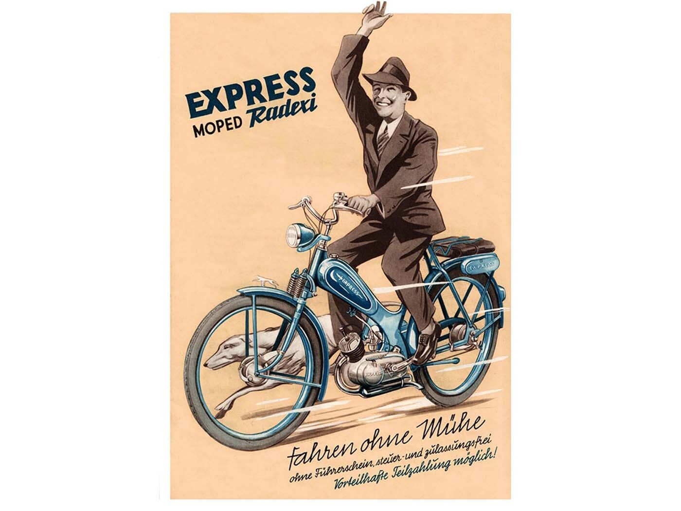 Diverse / Import Reklamní plakát moped 42 cm 29 cm pro Express Radexi 1