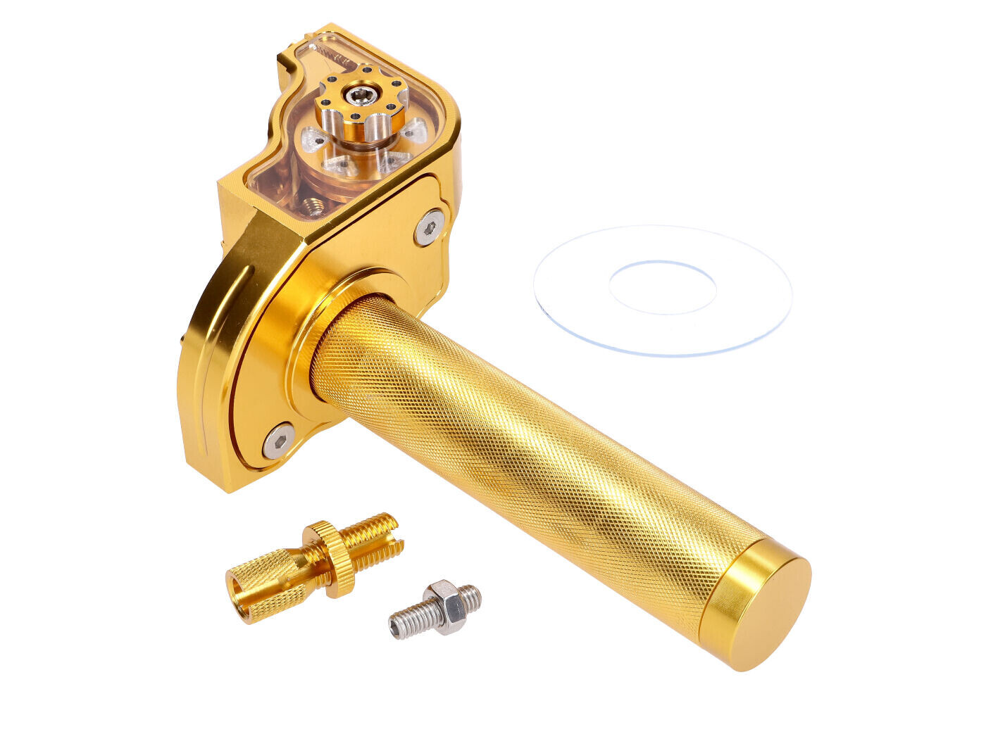 101 Octane Rychlopal žlutý CNC pro řídítka 22 mm pro Moped, Moped