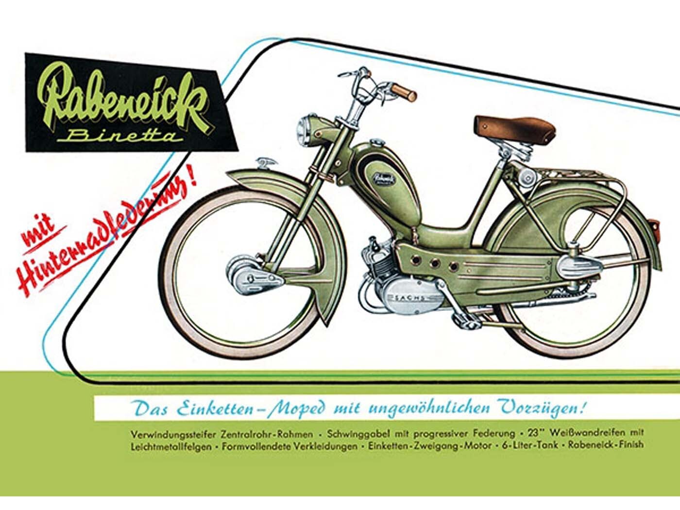 Diverse / Import Reklamní plakát moped 29cm 42cm pro Rabeneick Binetta
