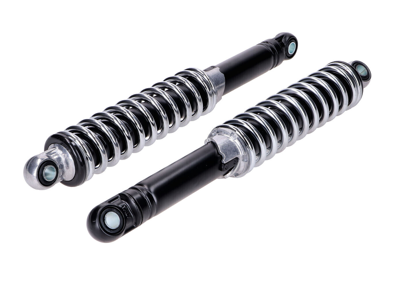 Diverse / Import Sada tlumičů 320 mm nastavitelné černá/stříbrná 10 mm/8 mm pro Zündapp, Kreidler, Hercules, Puch, moped, mokick, moped