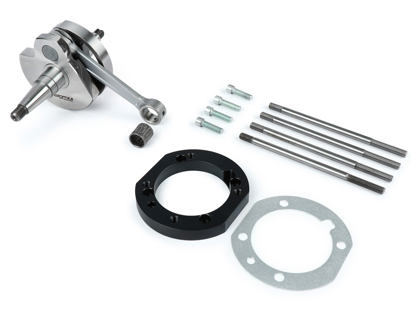 BGM PRO Sada adaptačních desek válce vč. klikové hřídele J&G 2% special od WT – pro montáž originálního/BGM válce PX200 (Ř66,5 mm) na skříň motoru PX125, PX150, Cosa125, Cosa150, Sprint Veloce150, GTR125, Super150