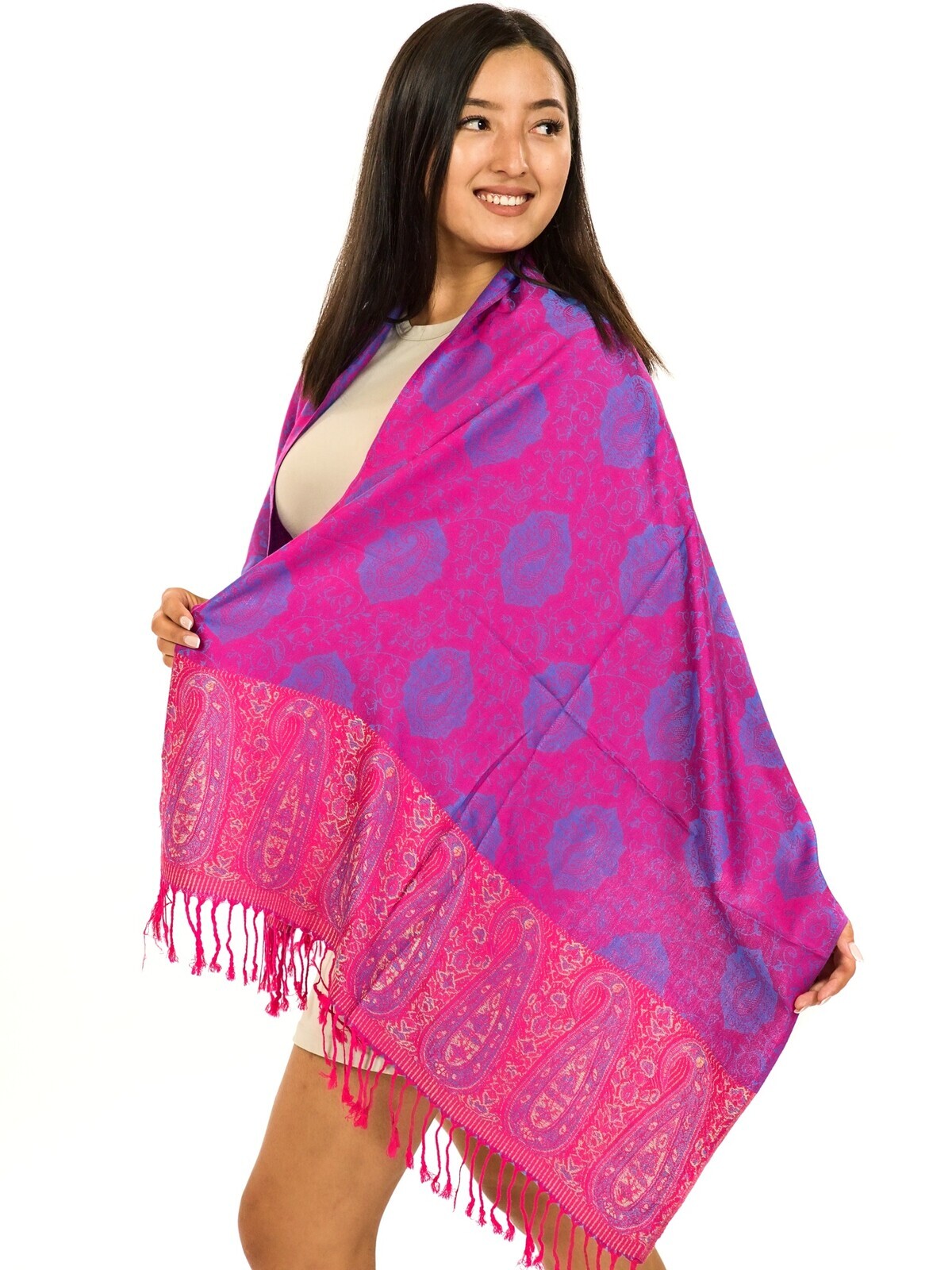 Himalife Šátek pašmína Nepal - růžová s fialovou