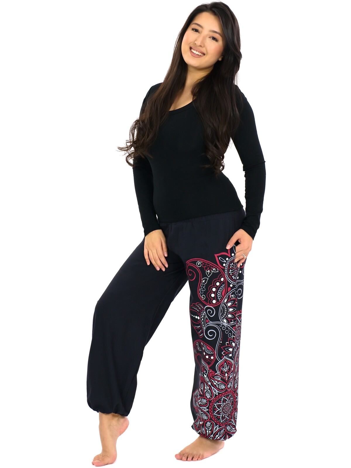 Himalife Kalhoty Thea - černá s červenou Velikost: S/M