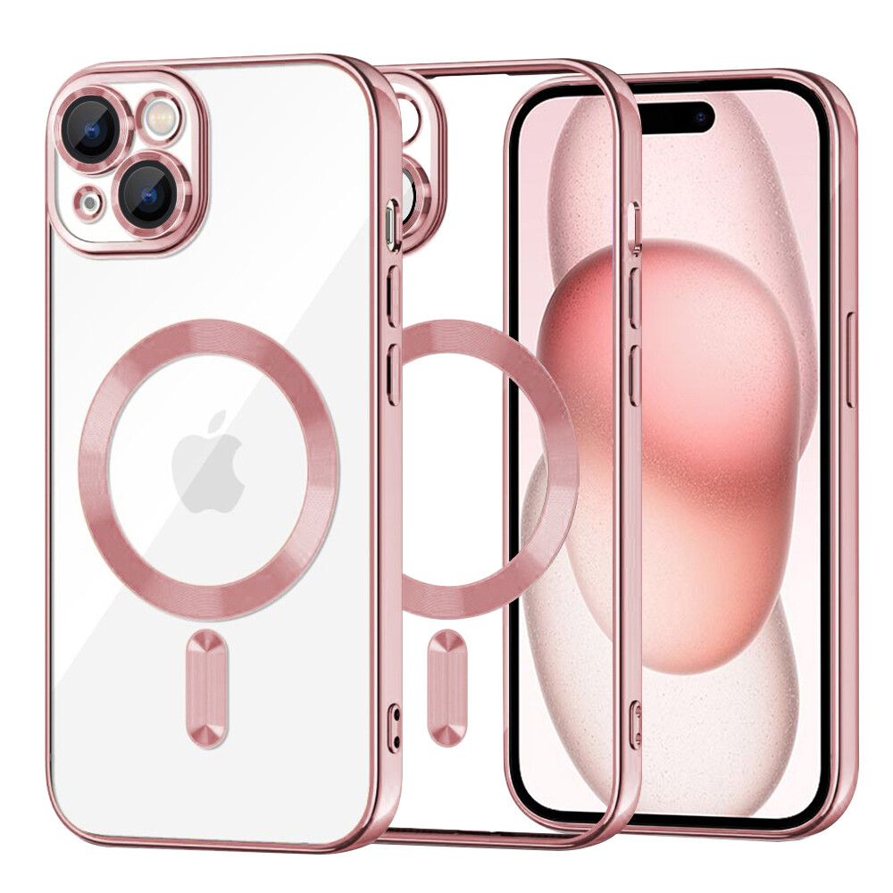 Techsuit Luxusní Krystal MagSafe iPhone 15 Růžový