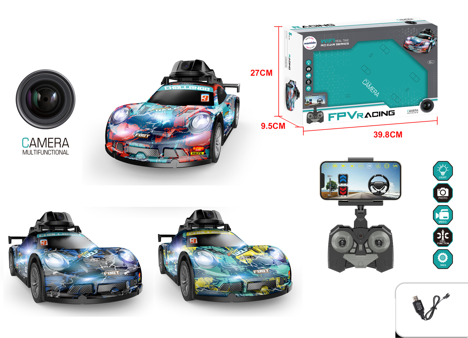 Mamido Mamido RC Závodní Auto na dálkové ovládání s WiFi Kamerou žluté